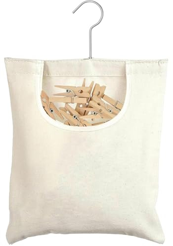 Leinen Wäscheklammerbeutel,32 * 28cm Klammerbeutel für Wäscheklammern Wäscheklammer mit Aufhängehaken Lagerung Tasche,Hängende Korb für Heimgebrauch, Zum Aufhängen,Linen Clothes Peg Bag