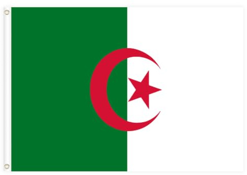 Drapeau de l'Algérie Drapeau Algérien Parade Décoration Fête Célébration Coupe du Monde Double Couture Drapeaux Décoratifs Couleurs Vives Pas de Décoloration Algérie 150 * 90cm/5x3 ft