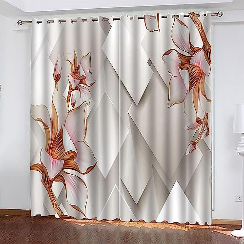 Verdunkelungsvorhänge Kreative Rosa Blumen Wand Eyelet Vorhang, 3D Printing Shading Vorhänge Balkon Vorhänge Schlafzimmer Salon Fenster,2 Panel - Kinder Vorhänge-9C0D0Z6H8W8