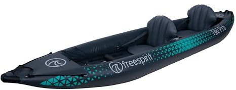 Freespirit Tiki Pro Dropstitch Hybrid Inflatable Kayak Set for 2 People with 2 Paddles, 2 Fins, Pump and Carry Bag, Puncture-resistant, Suitable for Lakes, Rivers, and Oceans, Water Sports, 12ft