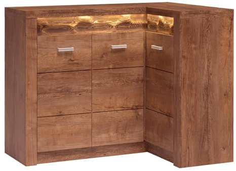 Lomadox Eckkommode Sideboard Eckschrank Kommode Wohnzimmerschrank Anrichte Aufbewahrunsschrank modern in braun
