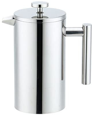 Cafetière à piston en acier inoxydable à double paroi isolée avec filtres - Passe au lave-vaisselle - Argenté