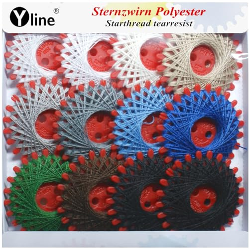 Yline 12er Set Sternzwirn, Zwirn Polyester, Sternchenzwirn bunt/Standard, (0,03 € / m), FL0129