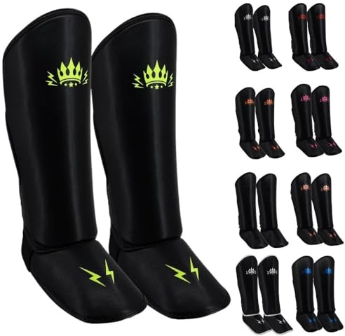 Playerz Element Kids - Espinilleras de alta calidad, ideales para MMA, Muay Thai y Kickboxing, diseño de cobertura completa con correas ajustables y construcción transpirable