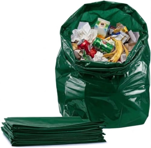 Tezraftaar® 100 x Bin liner Bags 18 x 29 x 39 160 Gauge 90ltr Green Heavy Duty Refuse Sacks Bin Waste Bag for House Hold Kitchen Garbage
