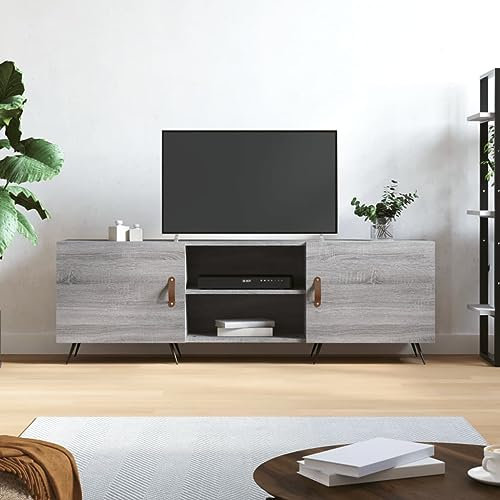 puraday TV-Schrank Wohnzimmer Holzwerkstoff 150x30x50 cm Grau Sonoma Trendigen Schlafzimmer Stereoschrank Fernsehschrank 4 Fächer Viel Stauraum TV-Regal TV-Möbel Praktische Tür