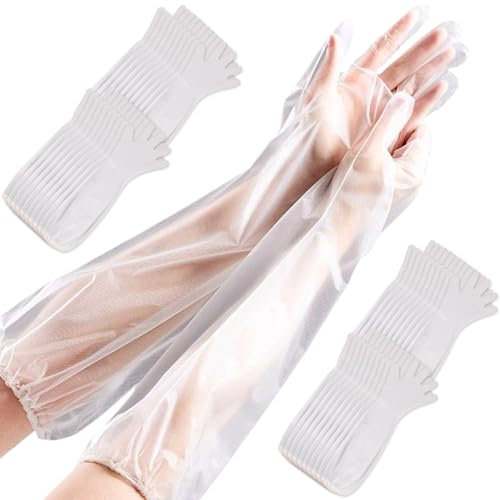 BEAHING Lange Einweghandschuhe, 20paire Lange Handschuhe zum Reinigen von 22 x 2 Zoll dicker Lange Einweghandschuhe wasserdichte Nicht-Schlupf-Küchenhandschuhe zum Waschen des Geschirrs