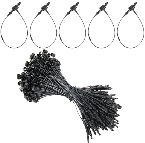 CABODYALS 2000 Stück 83mm Schwarz Kunststoff mit Loop Pins Einwegpreis Schnur Loop Lock Hängeetiketten Haken Schnur für Produkt Kleidung Anbringen von Etiketten Sicherheit Etiketten Produkt Kleidung