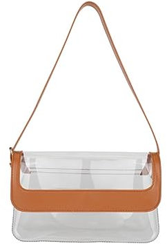 Borsa a tracolla trasparente 2 in 1 borsa a tracolla trasparente borsa gelatina borsa per donna valigetta, Marrone, Taglia unica