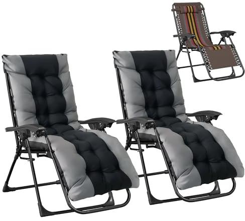 T-ZBDZ Liegestuhl Garten Klappbar 2er Set, Klappbare Sonnenliege Extra Breit bis 150kg, Liegestuhl Balkon mit Auflage, Gartenliege Relaxliege Outdoor, Liegestühle für Draußen Camping, Braun