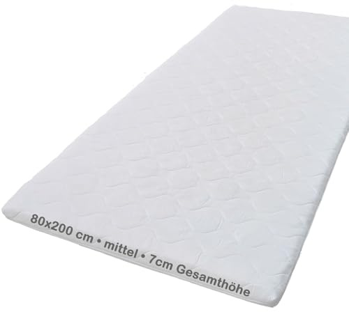 Crownmiller Basic XXL Topper 80x200 cm mittel 7cm hoch 7-Zonen Bezug waschbar bis 60 Grad Oeko-TEX® 100