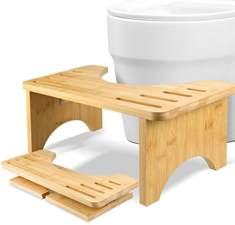 LUOJINYI Sgabello WC in bambù, pieghevole, da bagno, sano e portatile, ergonomico per combattere la stitichezza, gonfiore e comoda eliminazione
