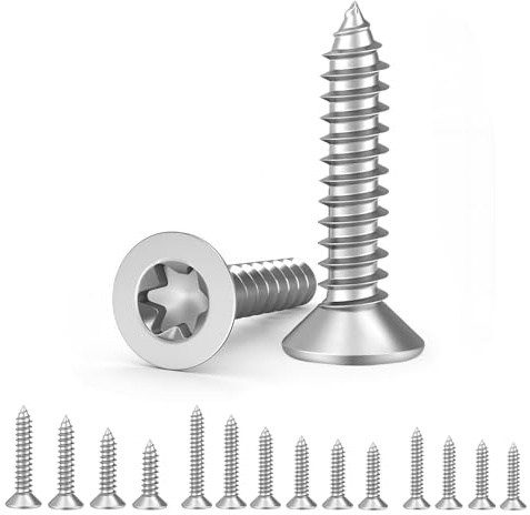 Edelstahl Schrauben Torx M4*10mm V2A/A2：50PCS Rostfreie Edelstahl Holzschrauben Senkkopf | Vollgewinde Spanplattenschrauben | Senkkopfschrauben | Golzschrauben Edelstahl