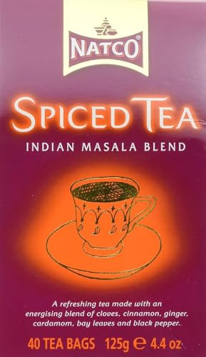 Natco Spiced Masala Tea Bags – 40 Sachets | Authentic Indian Masala Chai Blend | Aromatic Black Tea Infused with Spices