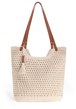 boshiho Borsa da spiaggia all'uncinetto da donna: borsa a tracolla boho-chic grande — moda donna must have per l'estate viaggio città con cerniera (2025 4 stagioni)