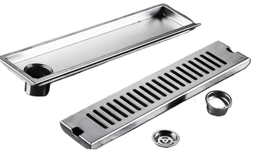 YGDLUCK Canal de Drenaje de 20-100 cm con Salida Lateral para Ducha, desagüe de Acero Inoxidable para Suelo de baño, desagüe para Cocina (90 x 10 cm de Lado)
