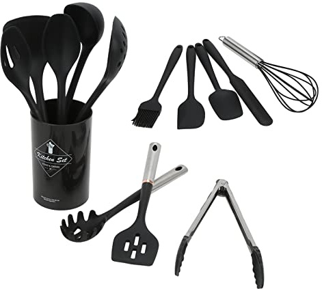 Black Silicone Kitchen Utensils Set with Comfortable Handles