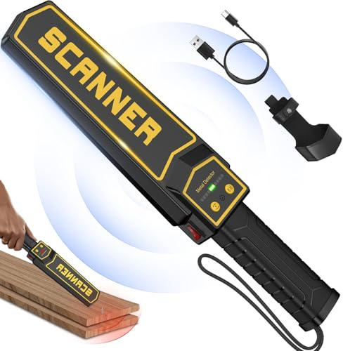 JKUSS Rechargeable Handheld Metal Detector Wand/w Holster,5 Level Sensitivity Security Wand Metal Detector for Woodworking,Portable Nail Finder Scanner Wood Metal Detector for Logs Weapon Alert