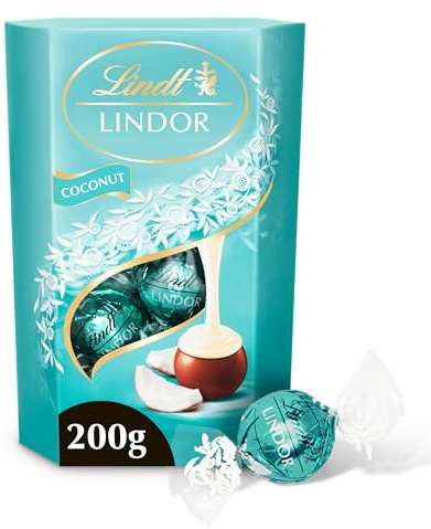 Lindt - Cornet LINDOR - Chocolat à la Coco - Cœur Fondant, 200g