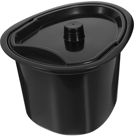 Orinal Portátil con Tapa 1 Juego Plástico Negro para Baño