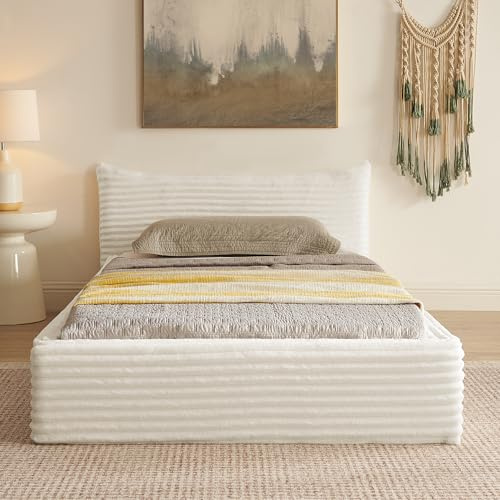 okwish Polsterbett 90x200 Jugendbett mit Bettgestell und Lattenrost - Für Kinder Jugendliche und Erwachsene geeignet - Maximale Tragkraft 200 kg, ohne Matratze, Kordstoff Beige