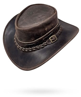 Albsales Lederhut Western Cowboy – Outdoor Hut Reiten, Wandern & Abenteuer Iron Bark