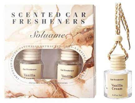 Auto Duft Lufterfrischer, Langanhaltender Lufterfrischer Auto, Aufhänger Diffusor, Autoduft Gegen Gerüche, Vanillecreme, Geschenke für Frauen Männer 2 Stück