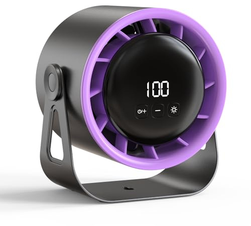 Jorxentia 100 Speeds USB Desk Fan, 360° Rotatable Table Fan, Quiet Silent Desktop Fan, Rechargeable Cordless Battery Fan for Bedroom Office, Wall Mountable Portable Cooling Fan (Black)