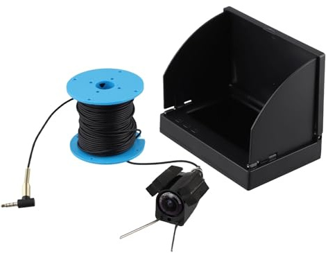 SageFurned Buscador de peces de 4.3 pulgadas con lente gran angular de 220° y profundidad de detección de 100 m, cámara de pesca subacuática impermeable IP68 para río de hielo y barco, batería de 5000