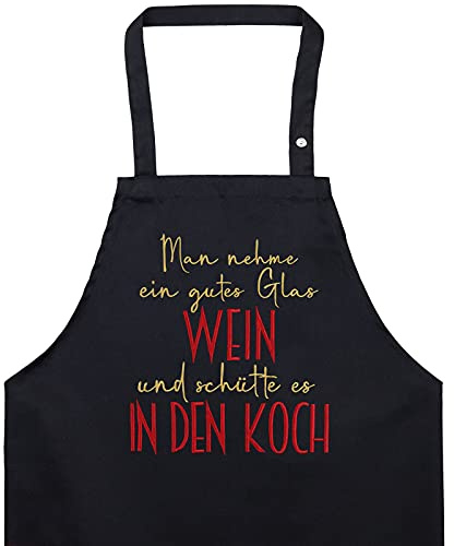 EXPRESS-STICKEREI Schürze Alkohol - Spruch lustige Kochschürze Grillschürze für Damen/Männer mit Gestickter Spruch Verstellbare Latzschürze Küchenschürze Geschenk Weinliebhaber Biertrinker