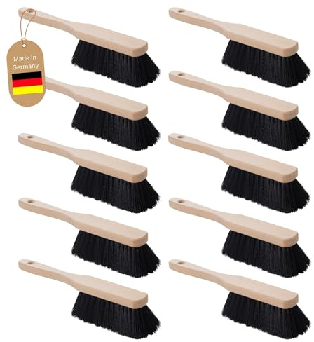 Novaliv 10 STÜCK KUNSTBORSTEN Handfeger Holz Besen weiche Borsten schwarz - Schrankbesen Camping Handfeger Auto Besenbürste - Idealer Schneebesen Auto Hand Brush Handbesen Holz Kehrblechbesen