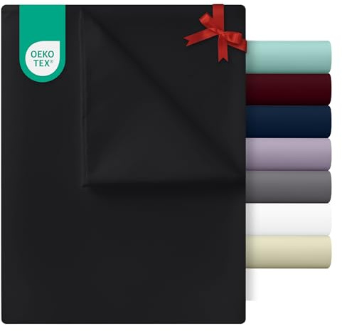 Utopia Bedding - Flach Laken ohne Gummizug - 270 x 290 cm - Oeko-TEX Zertifiziert - Weich Gebürstetes Polyester – Mikrofaser – Flaches Blatt – Schwarz