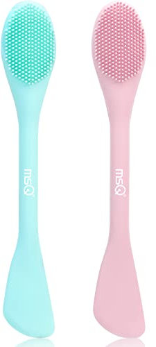 MSQ 2pcs Silicone Manual Facial Cleansing Brushes Exfoliating Brush Silicone Face Mask Brush Face Wash Scrubber Mask Applicator DIY Makeup Tool