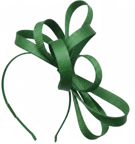 Caprilite Cerchietto per capelli in sinamay vegano, per matrimonio, festa delle donne, gare di Ascot (verde smeraldo)