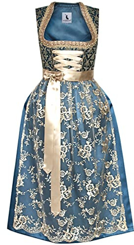Alpenmärchen Langes Dirndl Linnea aus Exklusiver Kollektion inkl. Spitzenschürze Gr.34-60 - ALM912