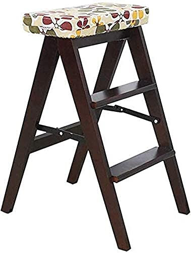 FALIYORS Portable Step Stool 3-Step Folding Ladder Step, Wooden Ladder Stool Dining Chair Ladders for Kids and Adults, Gardening Tool Home, Heavy Duty, Max 200Kg in Black