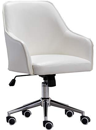 Ergonomischer Bürostuhl Home Office Stuhl Ergonomischer Schreibtischstuhl PU-Ledersessel mit Lendenwirbelstütze Armlehne Drehbarer verstellbarer Arbeitsstuhl mit mittlerer Rückenlehne Schreibtischst