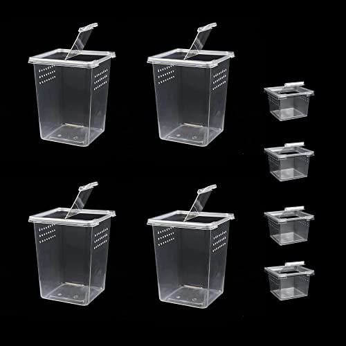 Kleine Reptilien-Zuchtbox, Spinne, Terrarium, Freisetzungsbox für Baumspinne, Skorpionschlinge, Eidechsen, Mantis, Springspinnen, Schnecke, Insekten, Isopoden, Terrarien, Zuchtbox (4 hoch + 4 klein)