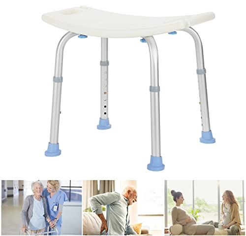 Ansobea Duschhocker Duschstuhl Rechteckig, Duschhocker für senioren, Duschsitz Anti-Rutsch Badhocker 136 kg, Höhenverstellbar: 38-53cm, Badehocker