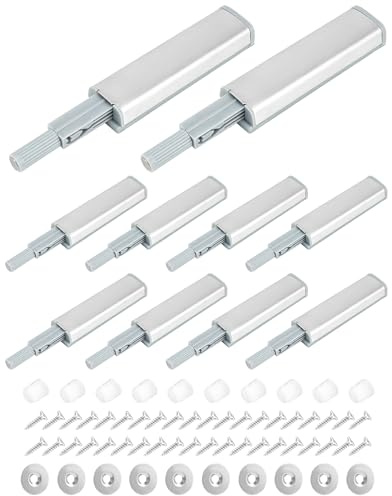 QWORK® Lot de 10 ouvre-portes à pression magnétiques, amortisseur porte placard, fixation à vis, pour tiroirs, commodes