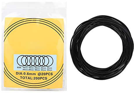 O-ring Vattentät Gummitätning för Klockor, 200 St, 0,6 mm, Bakkåpa Tätning Packningar Reparationsverktyg Kit