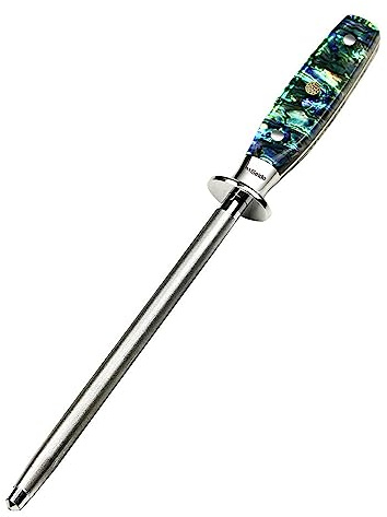 Seido Knives Awabi 8-Inch Honing Steel - Knife Sharpener for Precision Cutting - Abalone Resin Handle, Durable Honing Rod