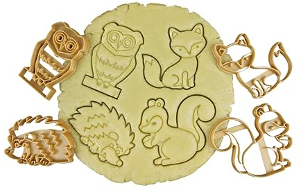 3DKOUPE - Ausstechformen Waldtiere - 4er Set - Fuchs, Eichhörnchen, Eule, Igel - Farbe wählbar