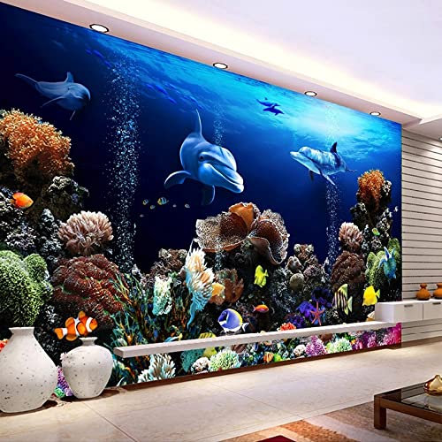 YIBUHANG Wandbild Seidentuch 3d Wohnzimmertapete Ozean, Unterwasserwelt, Fischschule Heimdekoration, Schlafzimmerhintergrund, Wandaufkleber Malerei