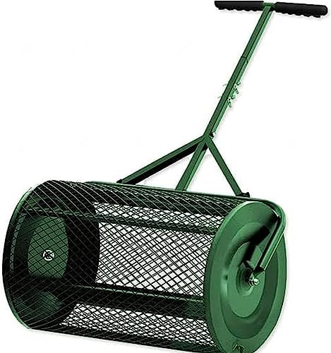 OSBELE Épandeur de Compost, Rouleau à Gazon Durable de 27,5 Pouces, épandeur de fumier léger avec poignée améliorée en Forme de T, épandeur de Sol supérieur pour l'entretien de la pelouse et du jar