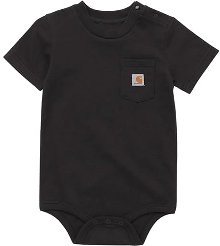 Carhartt unisex-baby Short-Sleeve Bodysuit, Caviar Black, 18M