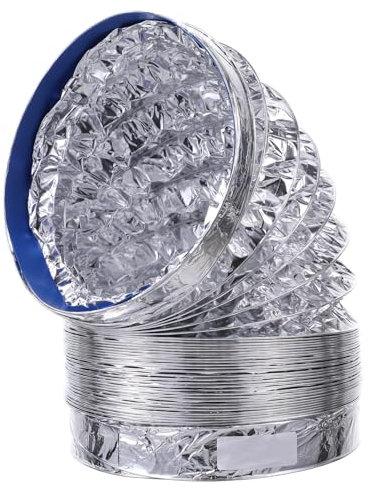 Veemoon 7 Inch 5 Feet Double-Layer Aluminum Foil Ducting Dryer Vent Hose Retractable Ventilation Hose for Greenhouse Tent and Stove Vent