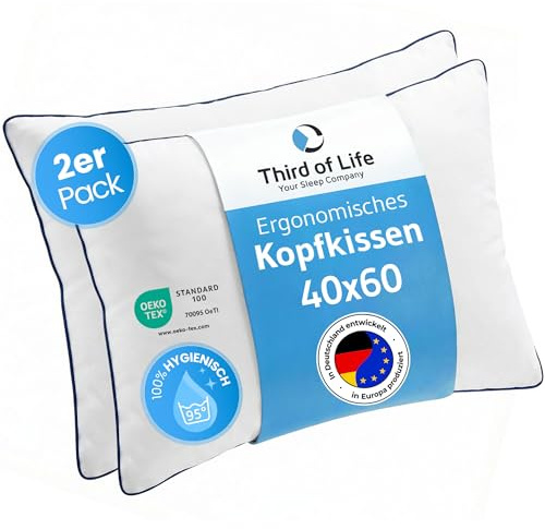 Kopfkissen 40x60 cm inSPIRO 2er Set, ergonomisches Schlaf-Kissen Doppelpack | 40 x 60 pillow für Seitenschläfer, Rückenschläfer, Bauchschläfer, Nackenstützkissen von Schlafexperten, Allergiker geeignet