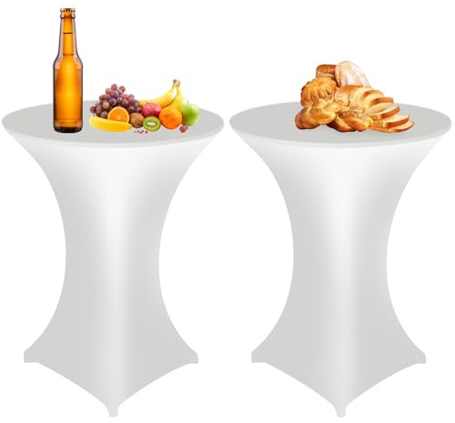 2 Stück Stretch Stehtisch Husse Stehende Tischdecke 80 x 110cm Elastische Tischdecken für Bar Counter, Runde Tisch Hochzeit, Geburtstagsfeier