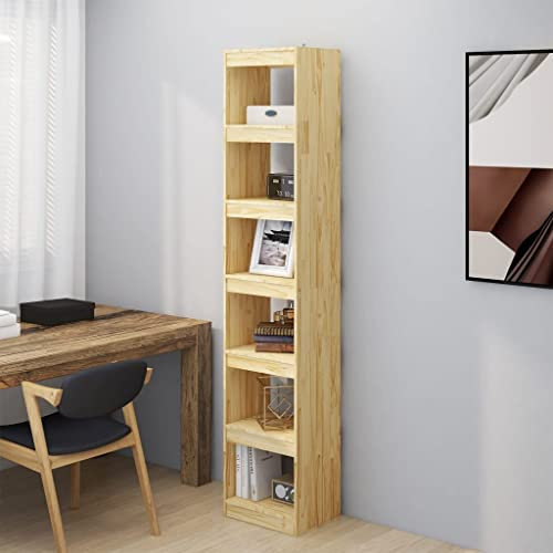Higsose Bücherregal für Wohnzimmer 40x30x199 cm Massivholz Kiefer Raumteiler Flur Homeoffice Arbeitszimmer Regal Schlafzimmer Büro-Bücherregal Stilvolles Design Vielseitiges Regal